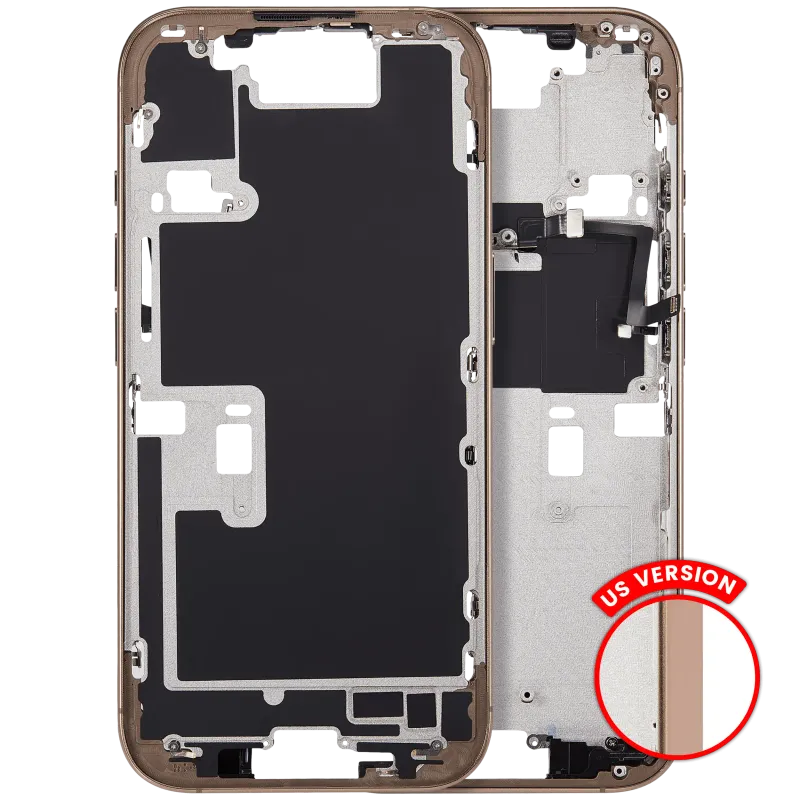 Střední rám (housing) s tlačítky zapínání a hlasitosti pro iPhone 16 Pro (US verze) (Aftermarket Plus) (pouštní titan)