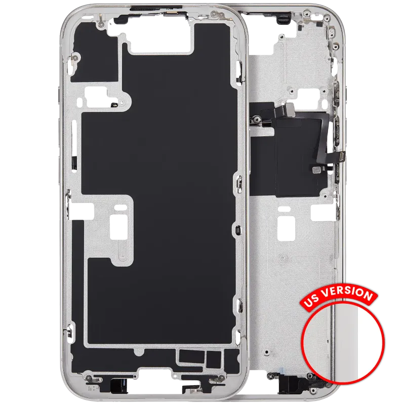 Střední rám (housing) s tlačítky zapínání a hlasitosti pro iPhone 16 Pro (US verze) (Aftermarket Plus) (bílý titan)