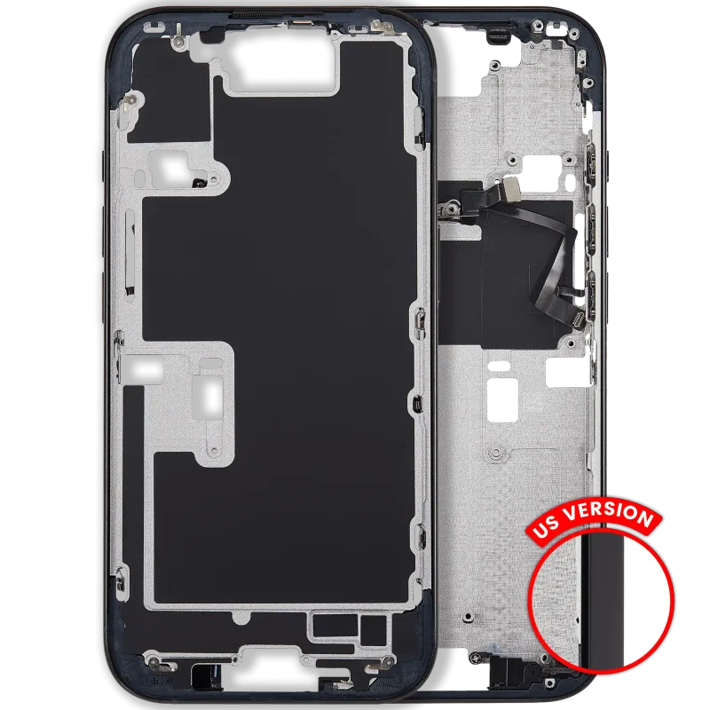 Střední rám (housing) s tlačítky zapínání a hlasitosti pro iPhone 16 Pro (US verze) (Aftermarket Plus) (černý titan)