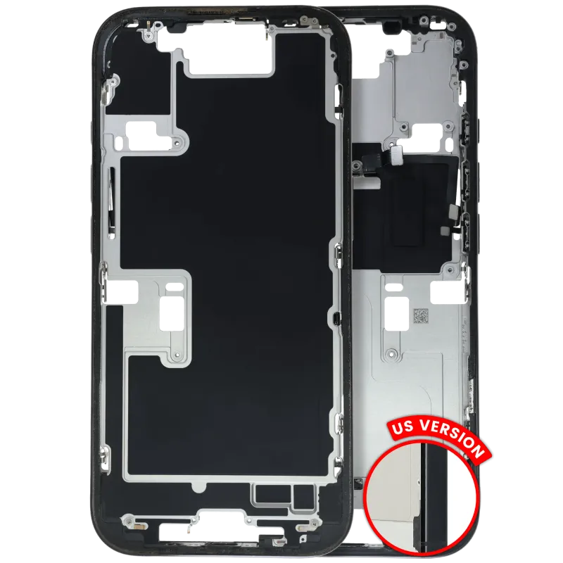 Střední rám (housing) s drobnými díly pro iPhone 16 Pro (US verze) (originál z vyřazeného zařízení, stav C) (černý titan)