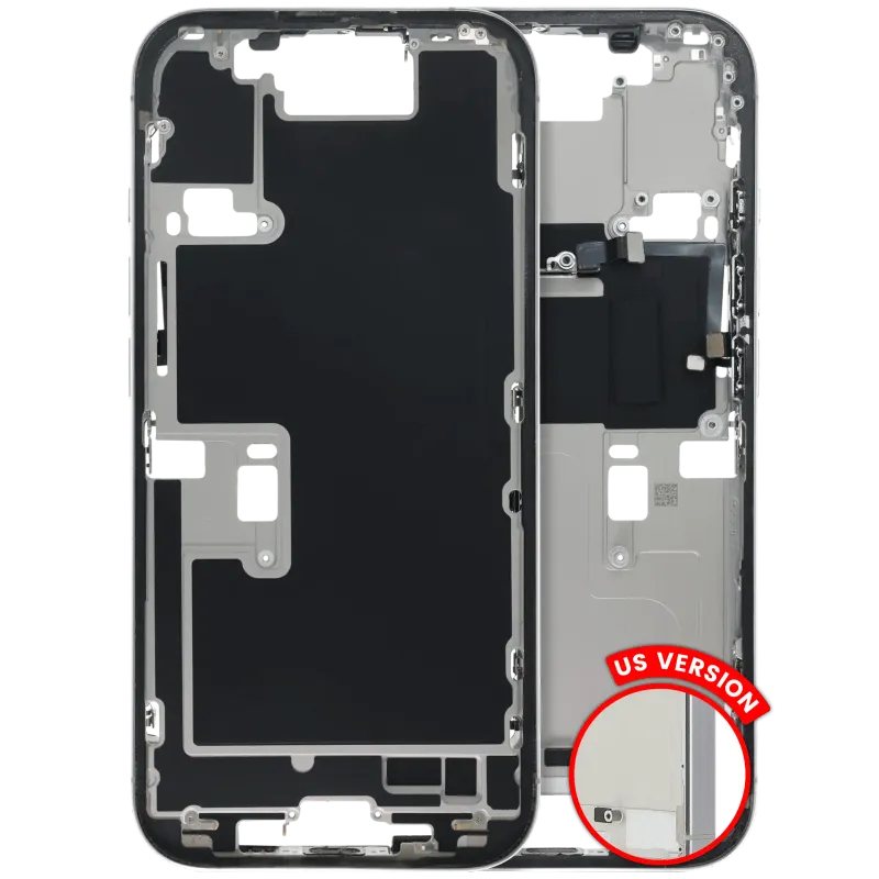 Střední rám (housing) s drobnými díly pro iPhone 16 Pro (US verze) (originál z vyřazeného zařízení, stav C) (bílý titan)