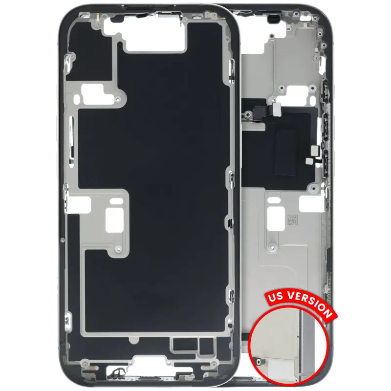 Střední rám (housing) s drobnými díly pro iPhone 16 Pro (US verze) (originál z vyřazeného zařízení, stav B) (přírodní titan)