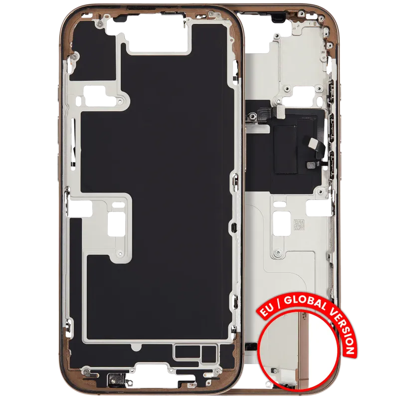 Střední rám (housing) s drobnými díly pro iPhone 16 Pro (EU verze) (originál z vyřazeného zařízení, stav B) (pouštní titan)
