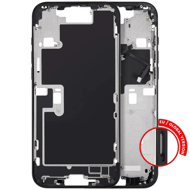 Střední rám (housing) s tlačítky zapínání a hlasitosti pro iPhone 16 Pro Max (EU verze) (Aftermarket Plus) (černý titan)