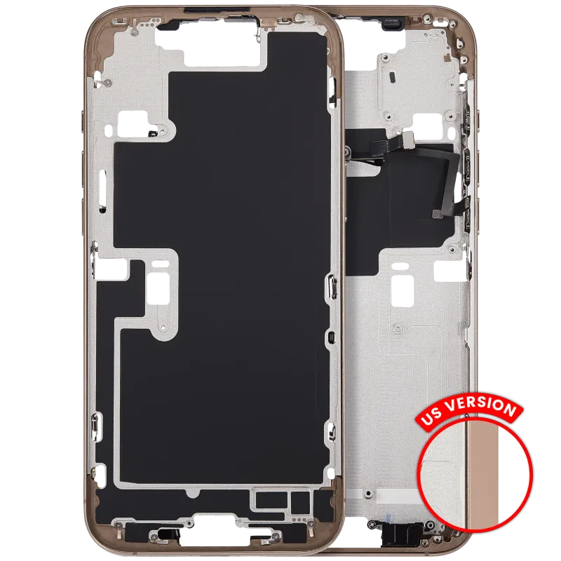 Střední rám (housing) s tlačítky zapínání a hlasitosti pro iPhone 16 Pro Max (US verze) (Aftermarket Plus) (pouštní titan)
