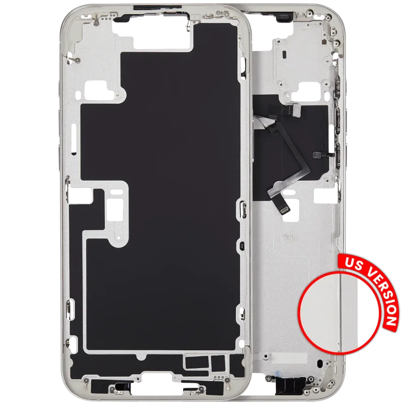 Střední rám (housing) s tlačítky zapínání a hlasitosti pro iPhone 16 Pro Max (US verze) (Aftermarket Plus) (bílý titan)