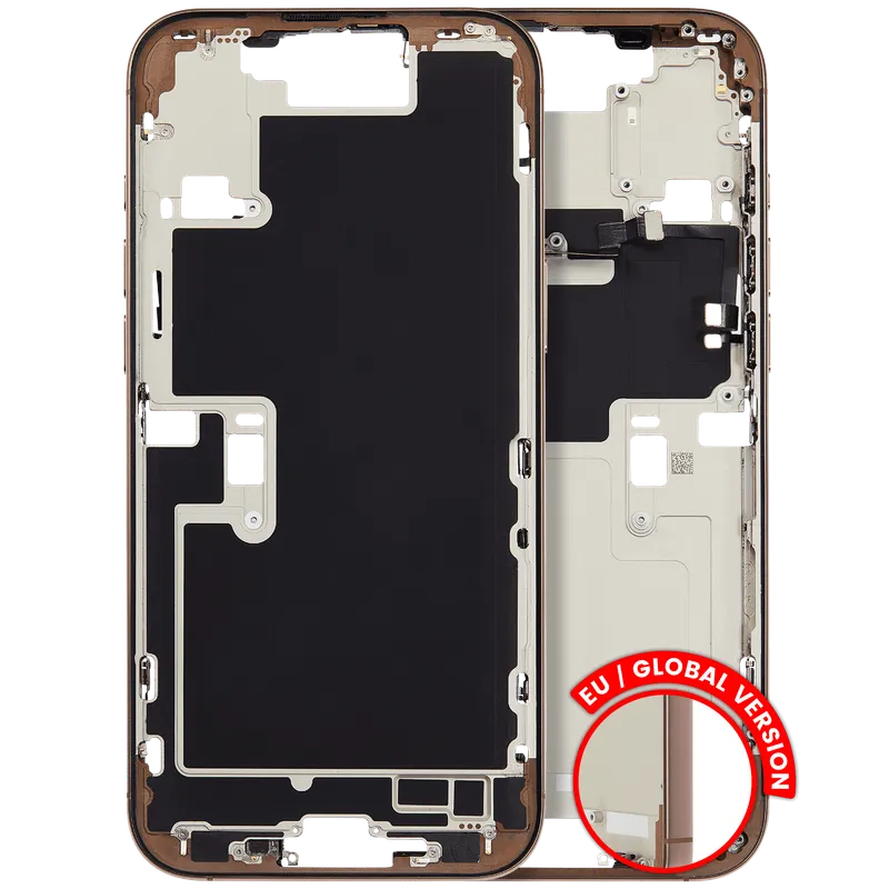 Střední rám (housing) s drobnými díly pro iPhone 16 Pro Max (EU verze) (originál z vyřazeného zařízení, stav C) (pouštní titan)