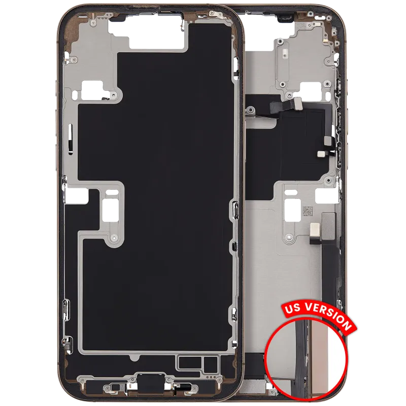 Střední rám (housing) s flexem nabíjecího konektoru a drobnými díly pro iPhone 16 Pro Max (US verze) (originál z vyřazeného zařízení, stav C) (pouštní titan)