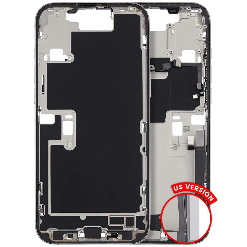 Střední rám (housing) s flexem nabíjecího konektoru a drobnými díly pro iPhone 16 Pro Max (US verze) (originál z vyřazeného zařízení, stav C) (bílý titan)
