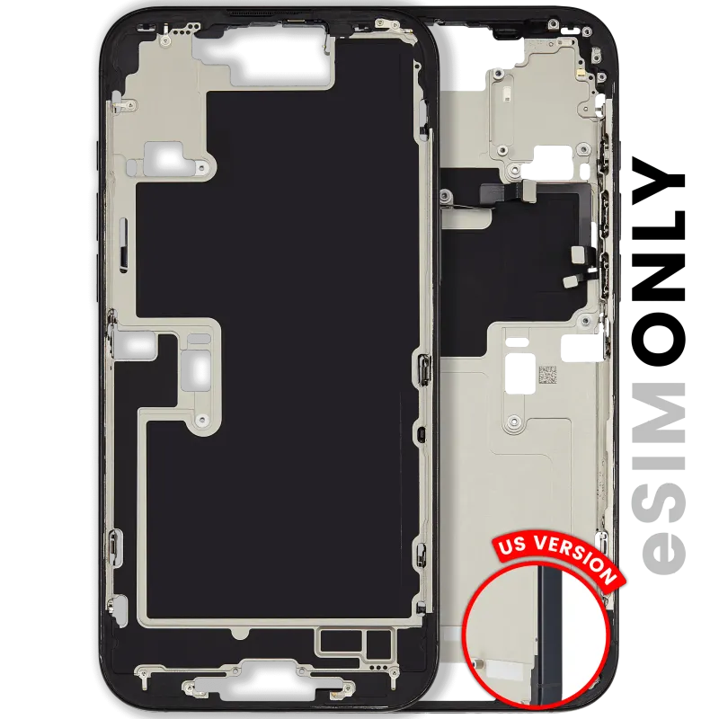 Střední rám (housing) s drobnými díly pro iPhone 16 Pro Max (US verze) (originál z vyřazeného zařízení, stav B) (černý titan)
