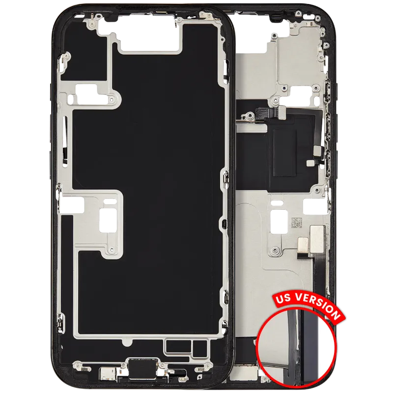 Střední rám (housing) s flexem nabíjecího konektoru a drobnými díly pro iPhone 16 Pro (US verze) (originál z vyřazeného zařízení, stav B) (černý titan)
