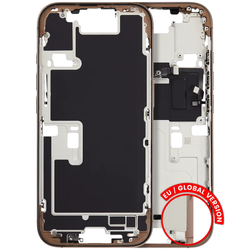 Střední rám (housing) s drobnými díly pro iPhone 16 Pro (EU verze) (originál z vyřazeného zařízení, stav A) (pouštní titan)