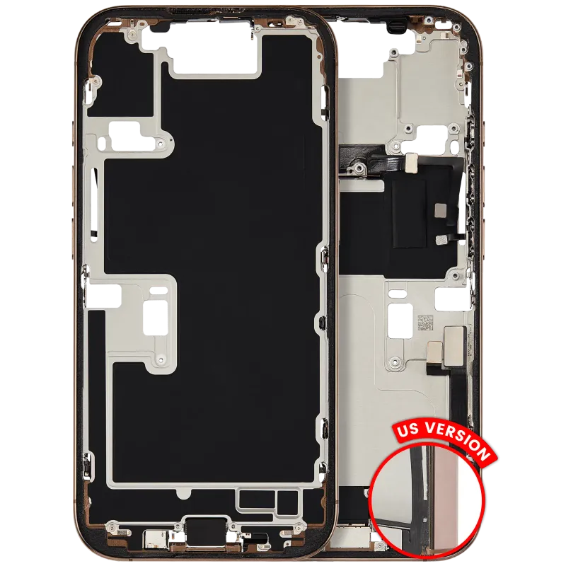 Střední rám (housing) s flexem nabíjecího konektoru a drobnými díly pro iPhone 16 Pro (US verze) (originál z vyřazeného zařízení, stav A) (pouštní titan)