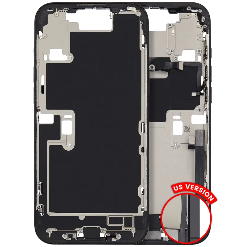Střední rám (housing) s flexem nabíjecího konektoru a drobnými díly pro iPhone 16 Pro Max (US verze) (originál z vyřazeného zařízení, stav B) (černý titan)