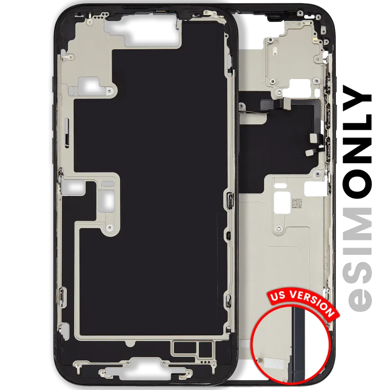 Střední rám (housing) s drobnými díly pro iPhone 16 Pro Max (US verze) (originál z vyřazeného zařízení, stav A) (černý titan)