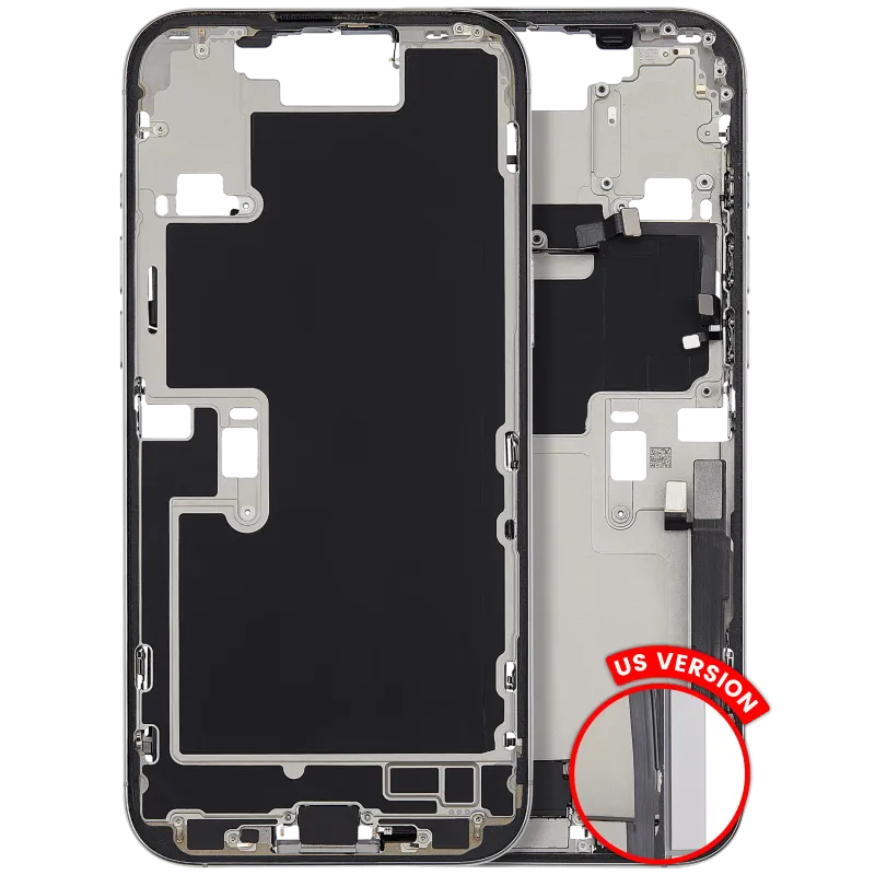 Střední rám (housing) s flexem nabíjecího konektoru a drobnými díly pro iPhone 16 Pro Max (US verze) (originál z vyřazeného zařízení, stav A) (bílý titan)