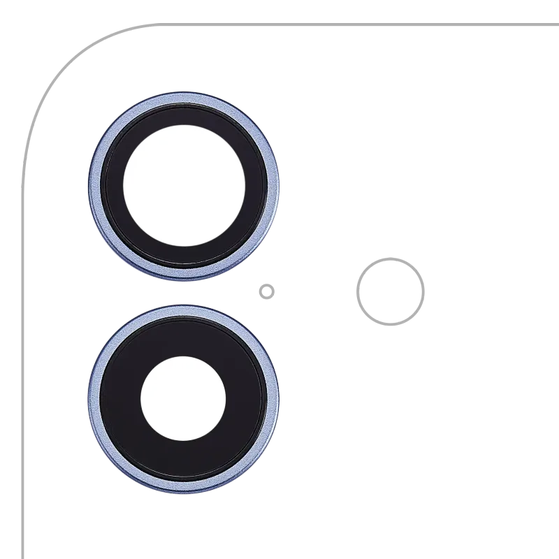 Sklíčko zadní kamery s držákem a rámečkem pro iPhone 17 (Premium) (mlhavě modrá)