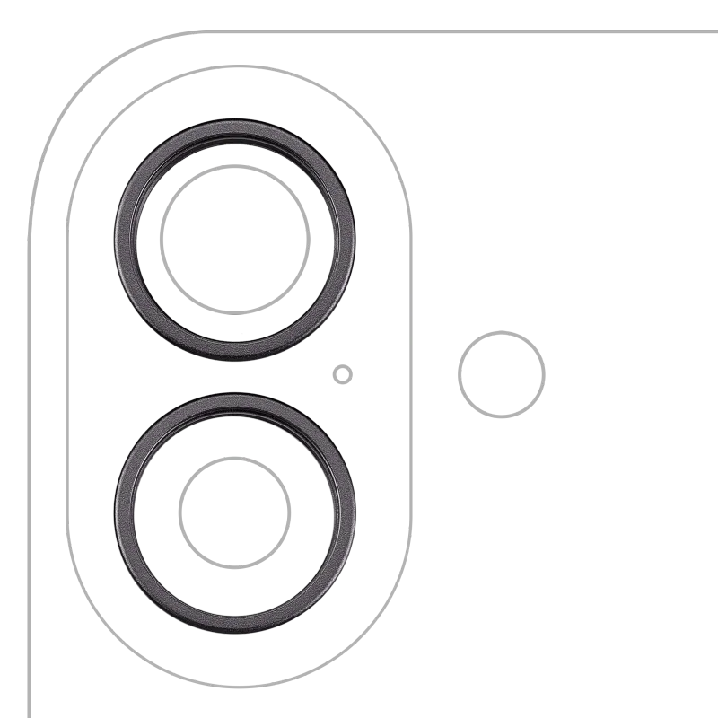 Samotný rámeček sklíčka zadní kamery pro iPhone 17 (sada 2 ks) (černá) (balení 10 ks)