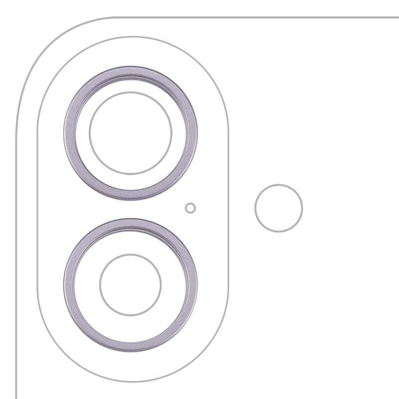 Samotný rámeček sklíčka zadní kamery pro iPhone 17 (sada 2 ks) (levandulová) (balení 10 ks)
