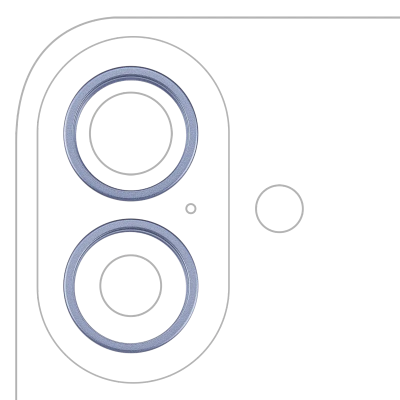 Samotný rámeček sklíčka zadní kamery pro iPhone 17 (sada 2 ks) (mlhavě modrá) (balení 10 ks)