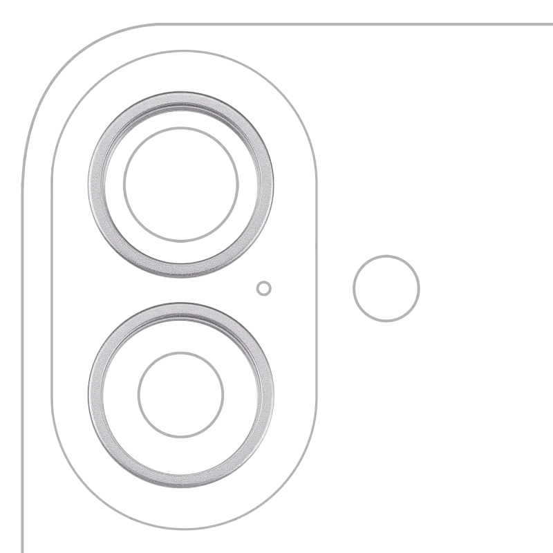 Samotný rámeček sklíčka zadní kamery pro iPhone 17 (sada 2 ks) (bílá) (balení 10 ks)