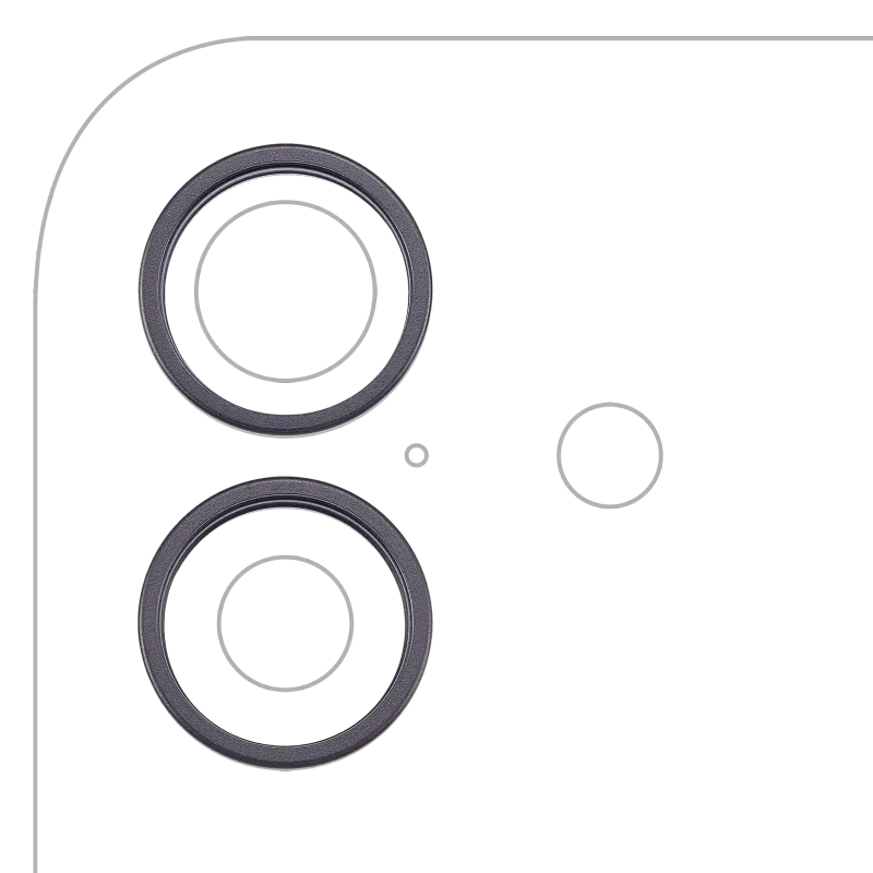 Samotný rámeček sklíčka zadní kamery pro iPhone 17 (černá) (sada 2 ks)
