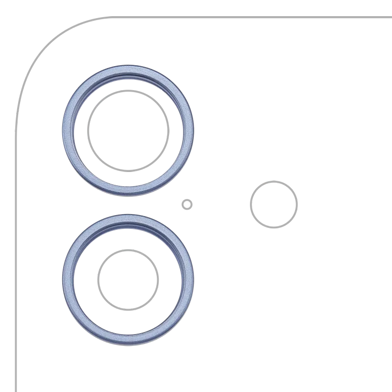 Samotný rámeček sklíčka zadní kamery pro iPhone 17 (mlhavě modrá) (sada 2 ks)