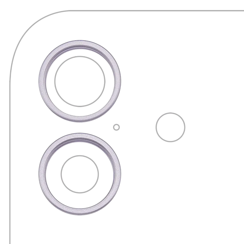 Samotný rámeček sklíčka zadní kamery pro iPhone 17 (levandulová) (sada 2 ks)