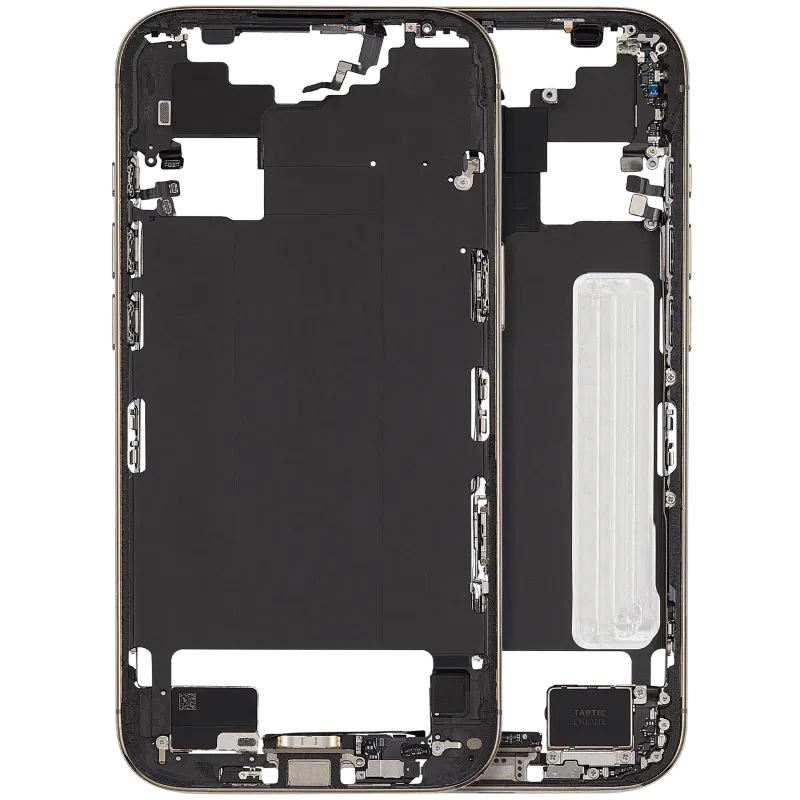 Střední rám (housing) s flexem nabíjecího konektoru a drobnými díly pro iPhone Air (US/EU verze) (originál z vyřazeného zařízení, stav B) (světle zlatá)