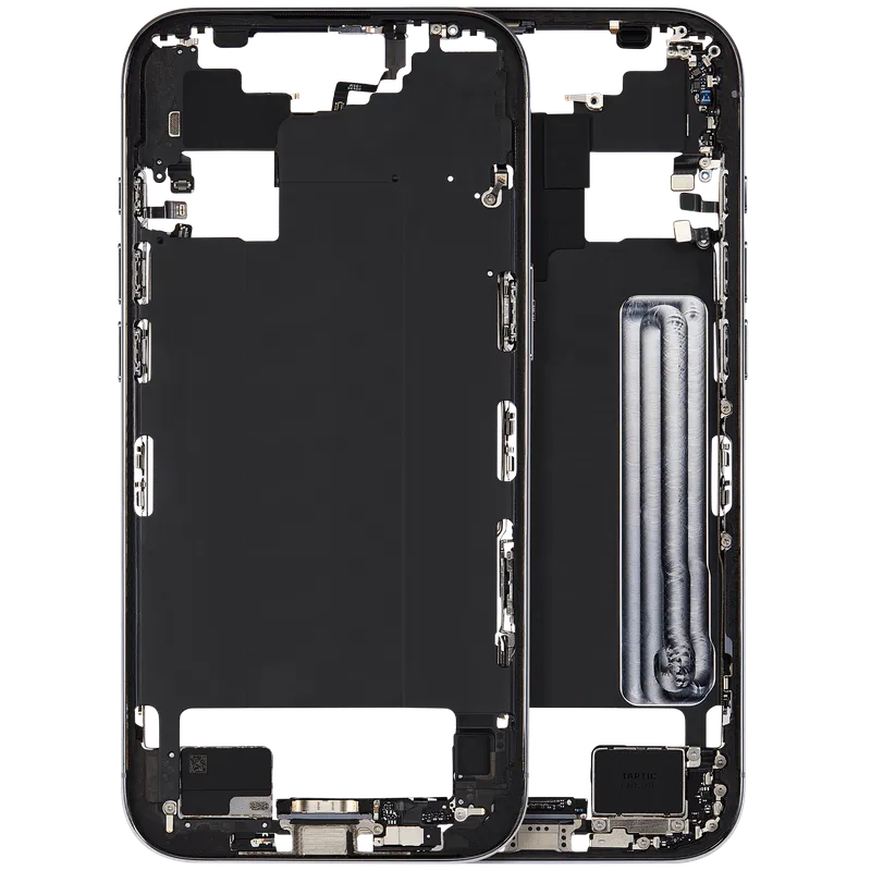 Střední rám (housing) s flexem nabíjecího konektoru a drobnými díly pro iPhone Air (US/EU verze) (originál z vyřazeného zařízení, stav B) (nebesky modrá)