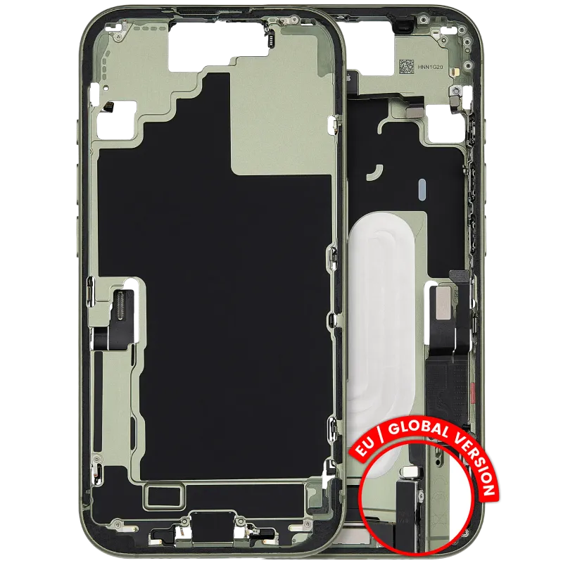 Střední rám (housing) s flexem nabíjecího konektoru a drobnými díly pro iPhone 17 (EU verze) (originál z vyřazeného zařízení, stav C) (šalvějová)