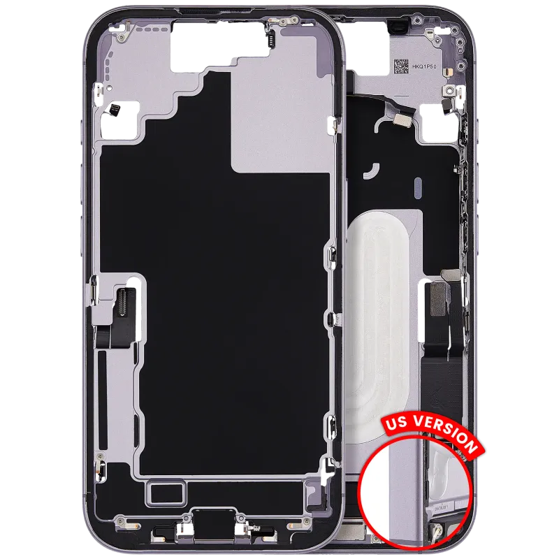 Střední rám (housing) s flexem nabíjecího konektoru a drobnými díly pro iPhone 17 (US verze) (originál z vyřazeného zařízení, stav B) (levandulová)
