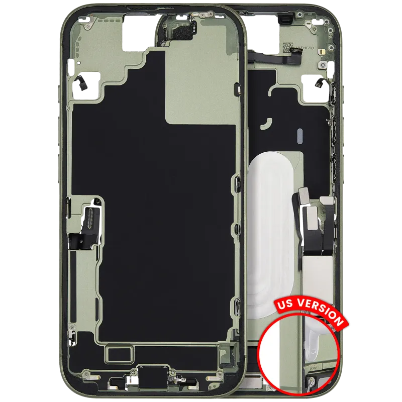 Střední rám (housing) s flexem nabíjecího konektoru a drobnými díly pro iPhone 17 (US verze) (originál z vyřazeného zařízení, stav B) (šalvějová)