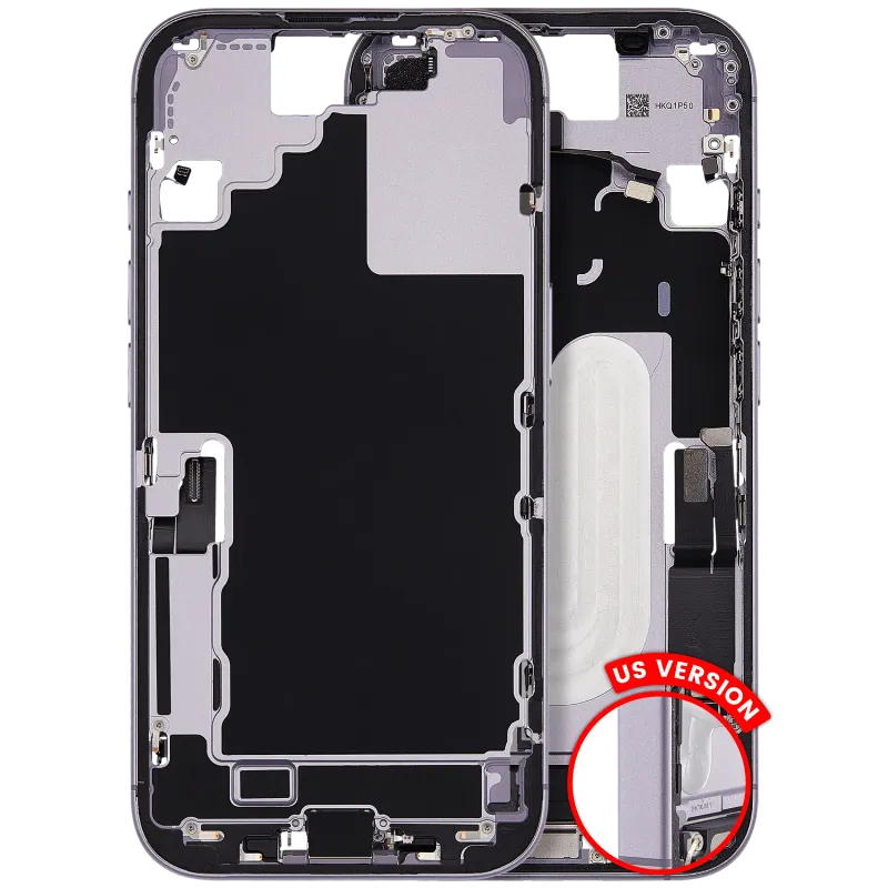 Střední rám (housing) s flexem nabíjecího konektoru a drobnými díly pro iPhone 17 (US verze) (originál z vyřazeného zařízení, stav A) (levandulová)
