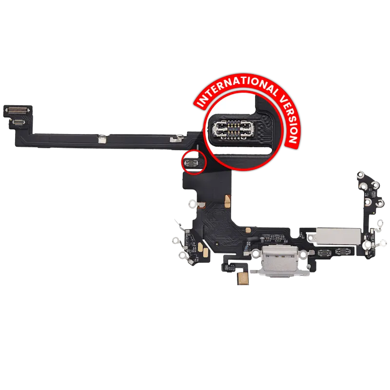 Flex kabel nabíjecího konektoru pro iPhone 17 Pro (Aftermarket Plus) (mezinárodní verze) (stříbrná)