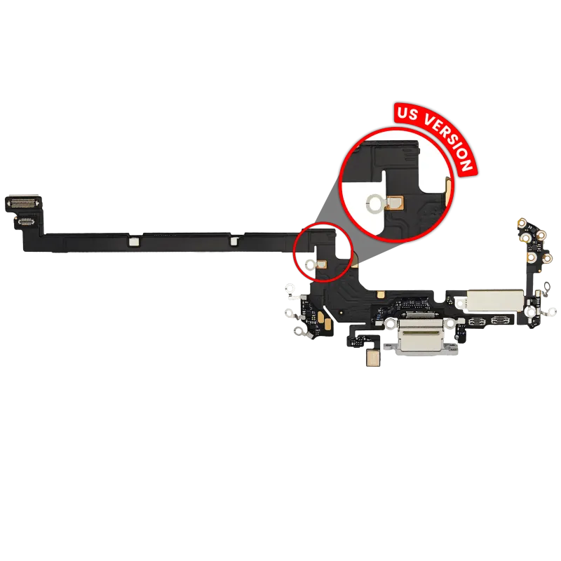 Flex kabel nabíjecího konektoru pro iPhone 17 Pro (originál z vyřazeného zařízení) (US verze) (stříbrná)