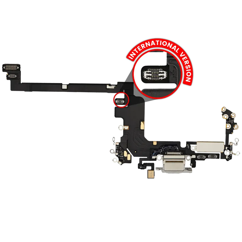 Flex kabel nabíjecího konektoru pro iPhone 17 Pro (originál z vyřazeného zařízení) (mezinárodní verze) (stříbrná)