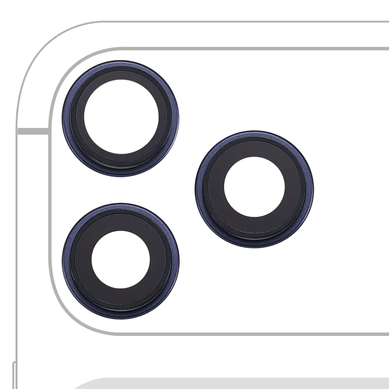 Sklíčko zadní kamery s držákem a rámečkem pro iPhone 17 Pro/ 17 Pro Max (Premium) (temně modrá)