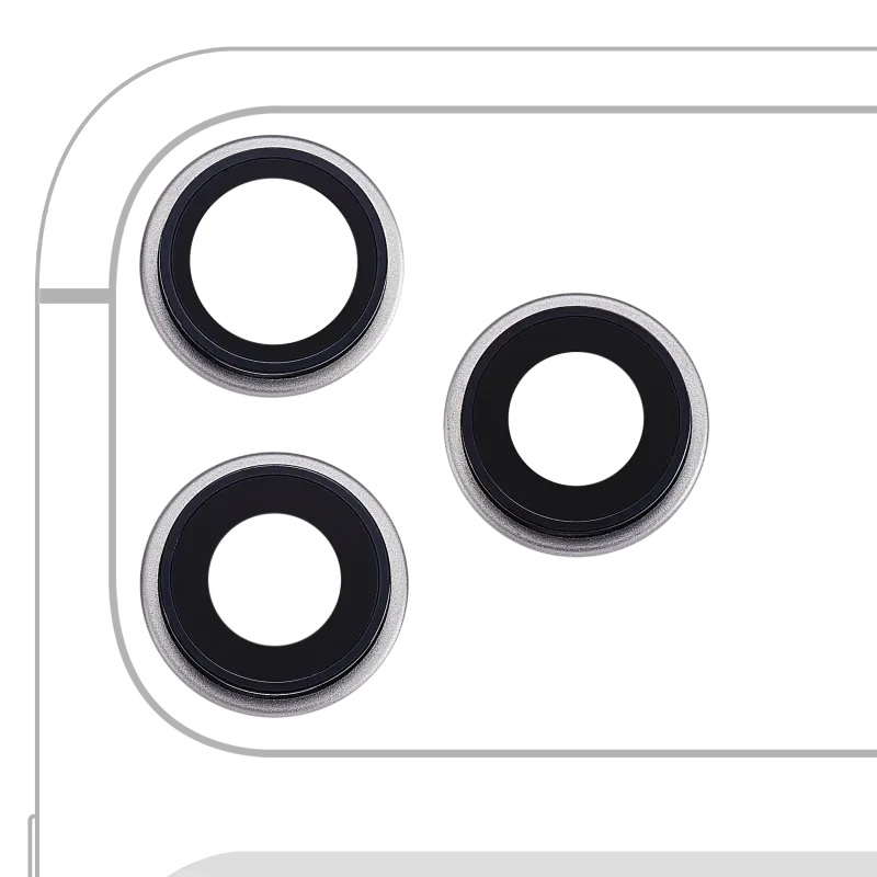 Sklíčko zadní kamery s držákem a rámečkem pro iPhone 17 Pro/ 17 Pro Max (Premium) (stříbrná)