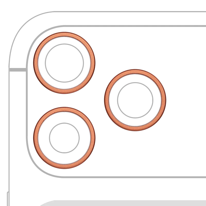 Samotný rámeček sklíčka zadní kamery pro iPhone 17 Pro / 17 Pro Max (sada 3 ks) (kosmicky oranžová) (balení 10 ks)