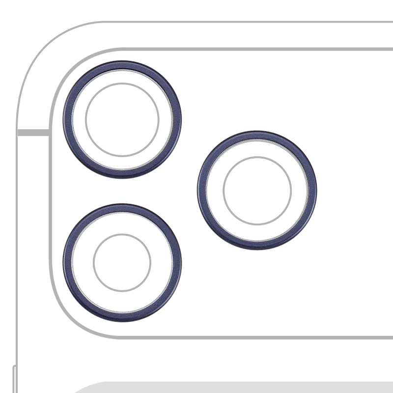 Samotný rámeček sklíčka zadní kamery pro iPhone 17 Pro / 17 Pro Max (sada 3 ks) (temně modrá) (balení 10 ks)
