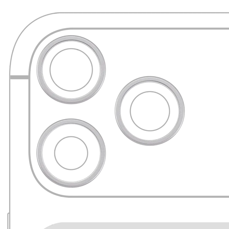 Samotný rámeček sklíčka zadní kamery pro iPhone 17 Pro / 17 Pro Max (sada 3 ks) (stříbrná) (balení 10 ks)