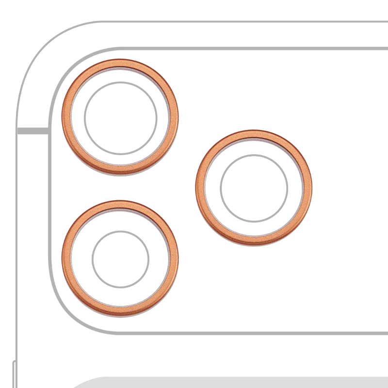Samotný rámeček sklíčka zadní kamery pro iPhone 17 Pro / 17 Pro Max (kosmicky oranžová) (sada 3 ks)