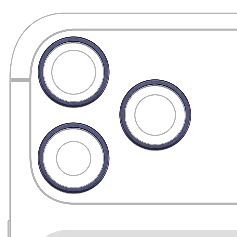 Samotný rámeček sklíčka zadní kamery pro iPhone 17 Pro / 17 Pro Max (temně modrá) (sada 3 ks)