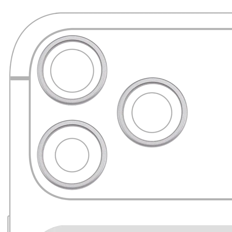 Samotný rámeček sklíčka zadní kamery pro iPhone 17 Pro / 17 Pro Max (stříbrná) (sada 3 ks)