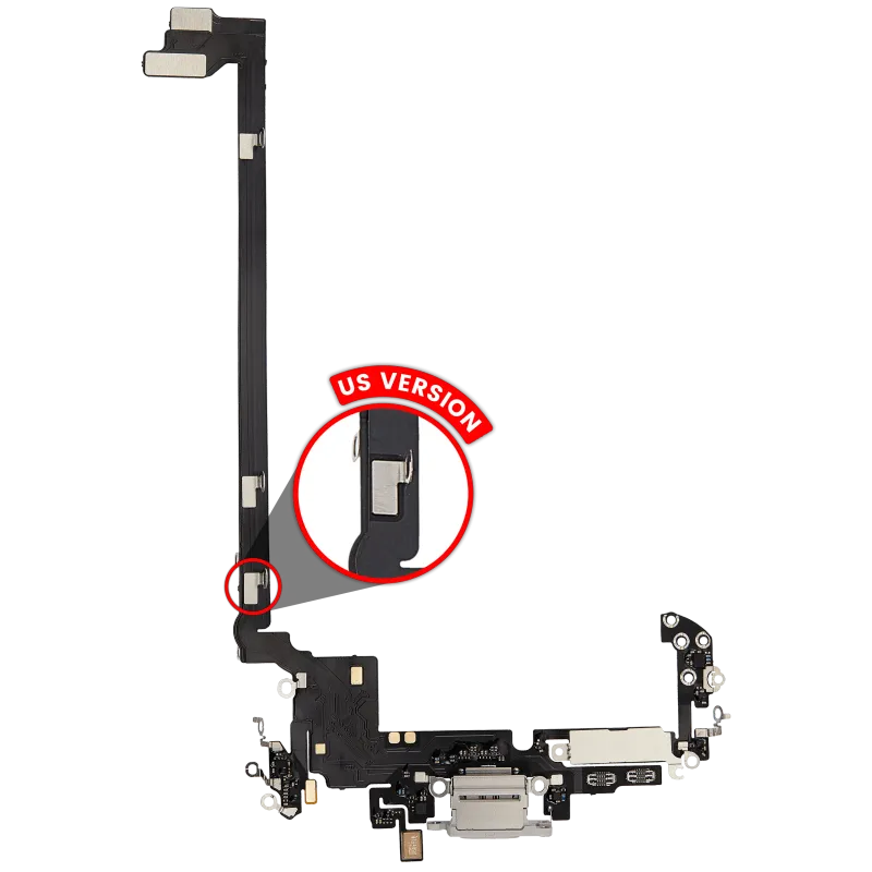 Flex kabel nabíjecího konektoru pro iPhone 17 Pro max (Aftermarket Plus) (US verze) (stříbrná)