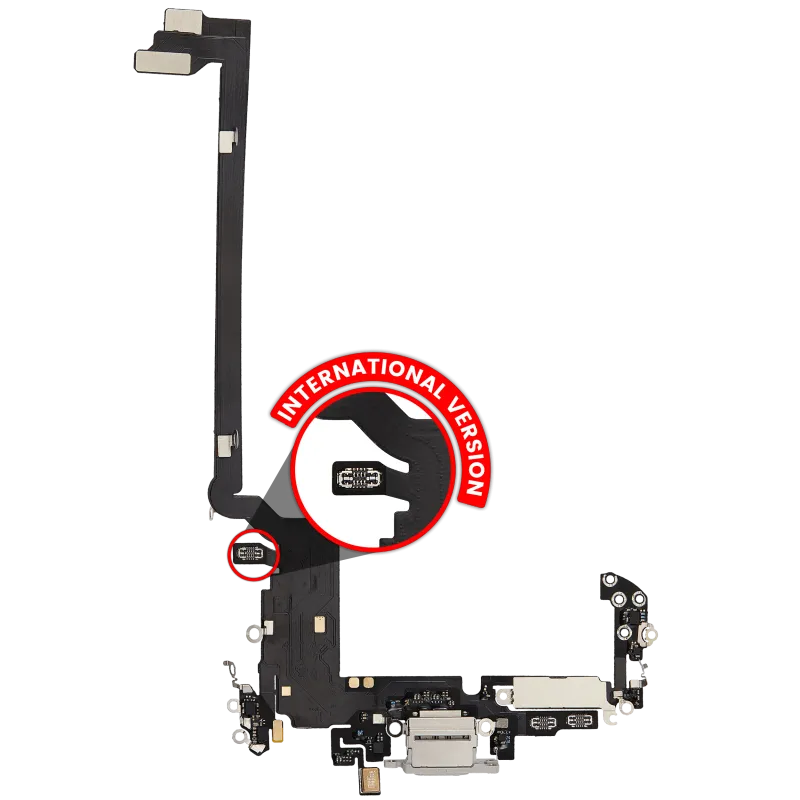 Flex kabel nabíjecího konektoru pro iPhone 17 Pro max (Aftermarket Plus) (mezinárodní verze) (stříbrná)
