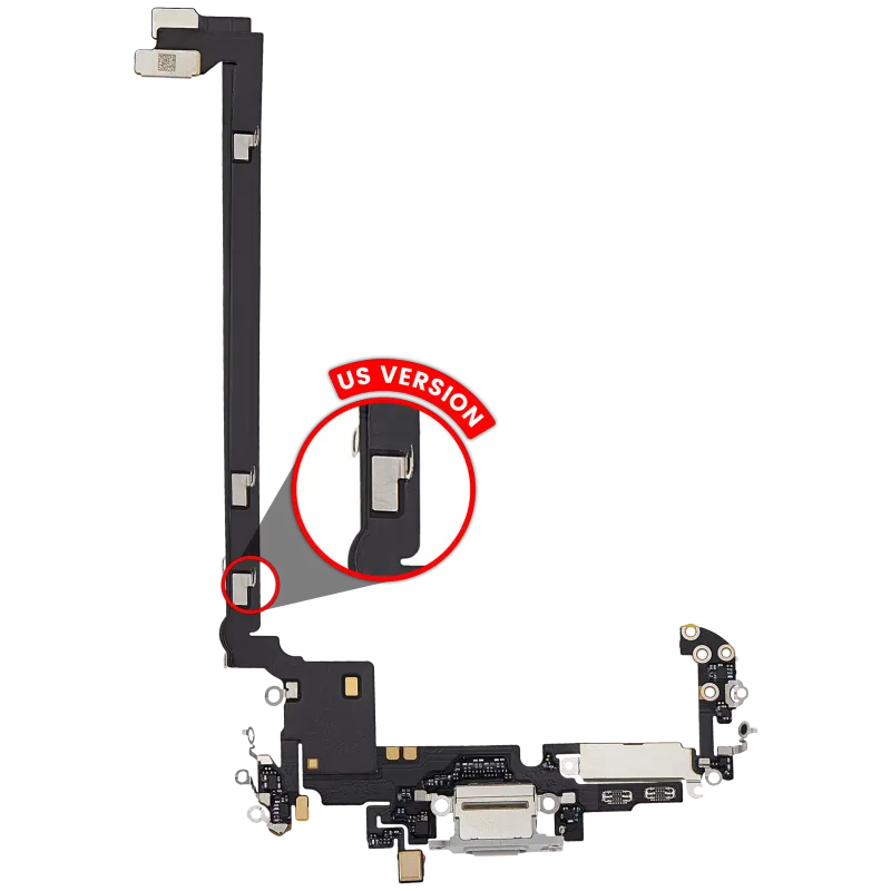 Flex kabel nabíjecího konektoru pro iPhone 17 Pro Max (Premium) (US verze) (stříbrná)