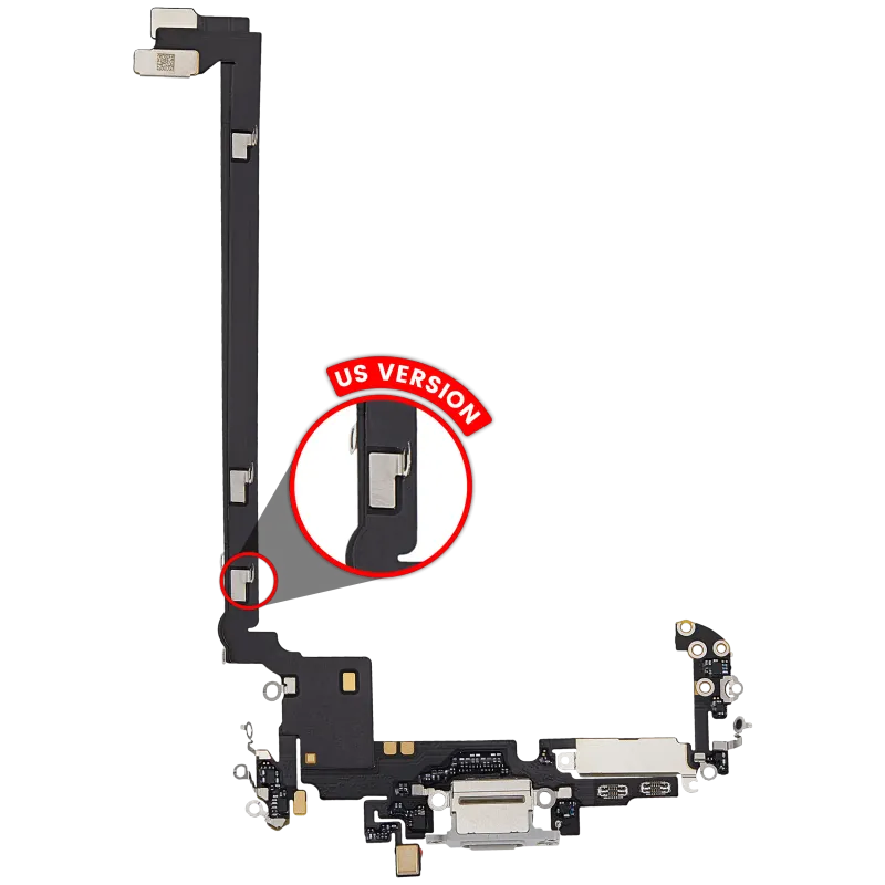 Flex kabel nabíjecího konektoru pro iPhone 17 Pro Max (originál z vyřazeného zařízení) (US verze) (stříbrná)