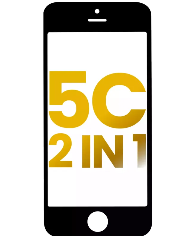 2v1 (přední sklo + předinstalovaný rámeček) pro iPhone 5C (černá) (balení 2 ks)